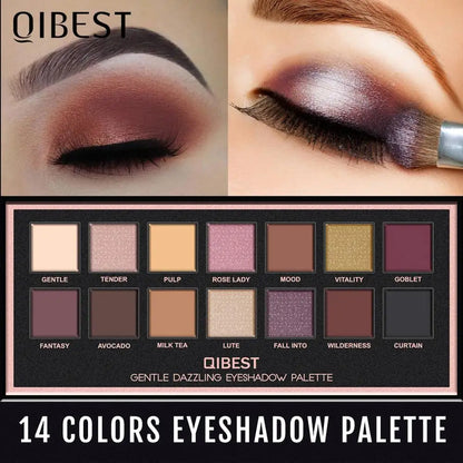 14 Colors Eye Shadow Pallete Makeup  Glitter Long-Lasting Waterproof Shimmer Eyeshadow Powder Makeup Cosmetic