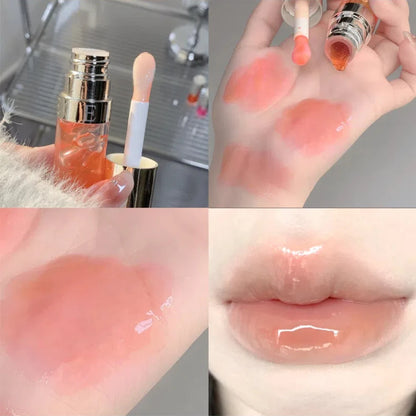 Jelly Violet Glass Lip Oil Moisturizing Transparent Plumper Lip Gloss Makeup Nutritious Liquid Lipstick Big Brush Lip Care