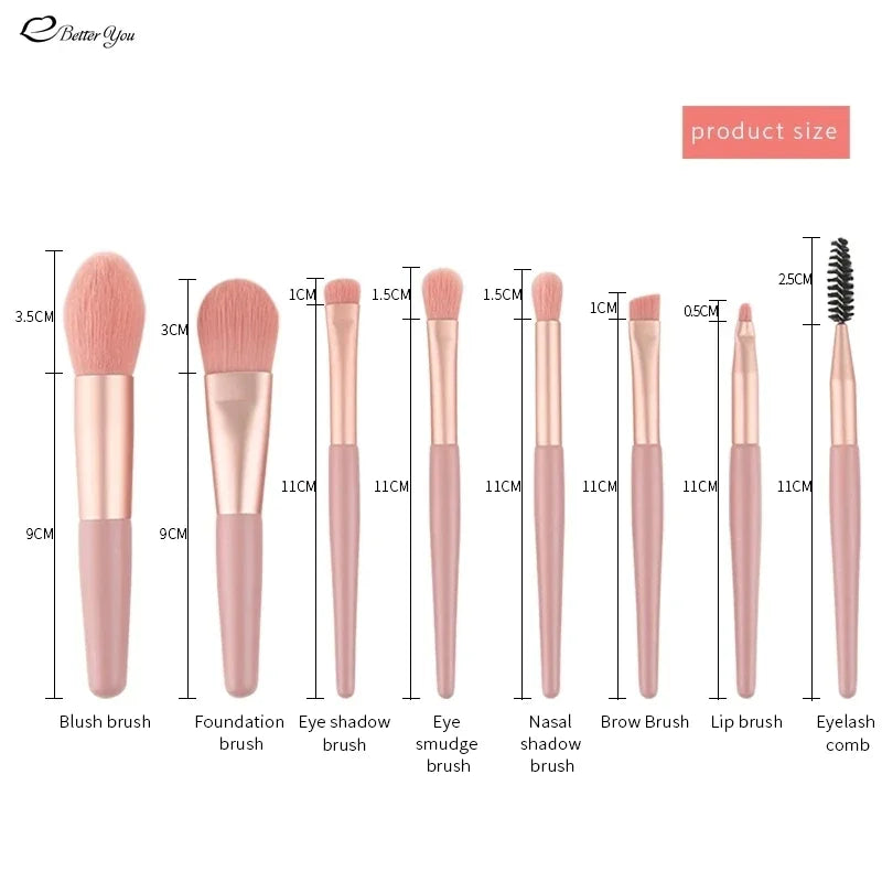 8Pcs Professional Makeup Brushes Set Cosmetic Powder Eye Shadow Foundation Blush Blending Concealer Beauty Make Up Tool Brushes