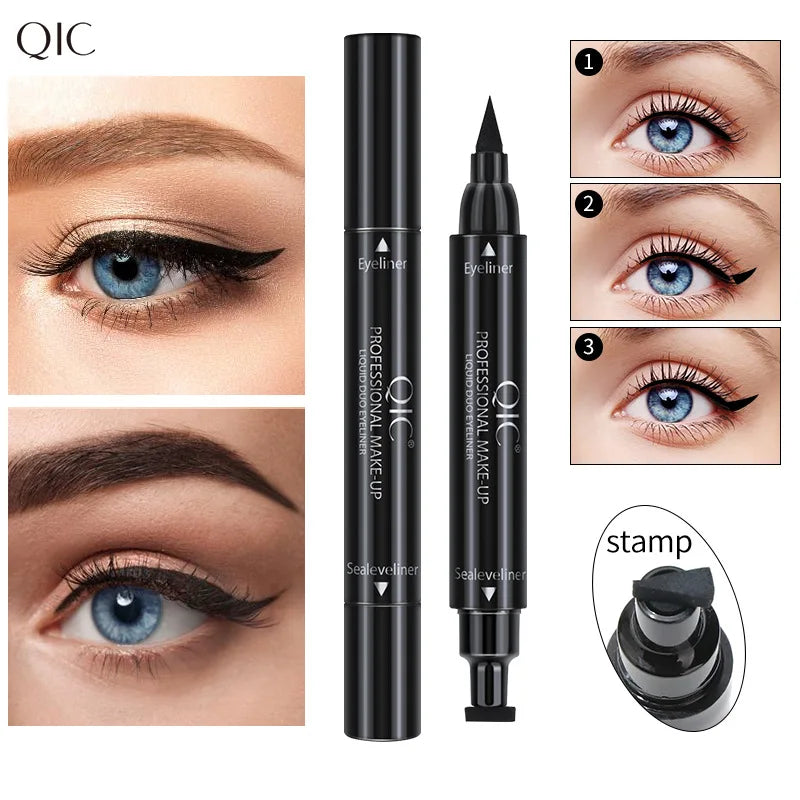 Quick Drying Matte Eyeliner Pen Waterproof Liquid Black Long Lasting 2 In1 Seal Stamp Black Eye Liner Pencil Cosmetics Makeup