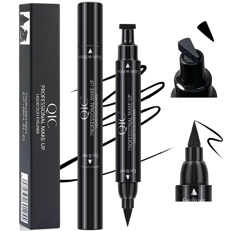 Quick Drying Matte Eyeliner Pen Waterproof Liquid Black Long Lasting 2 In1 Seal Stamp Black Eye Liner Pencil Cosmetics Makeup