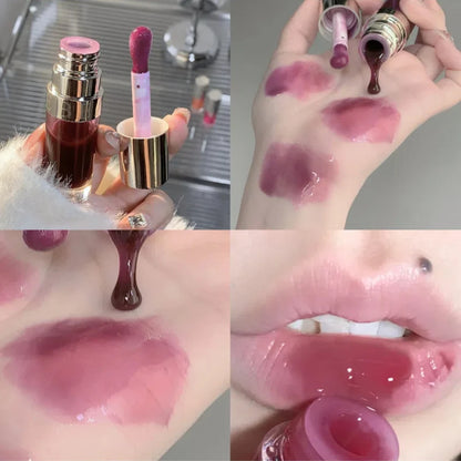 Jelly Violet Glass Lip Oil Moisturizing Transparent Plumper Lip Gloss Makeup Nutritious Liquid Lipstick Big Brush Lip Care