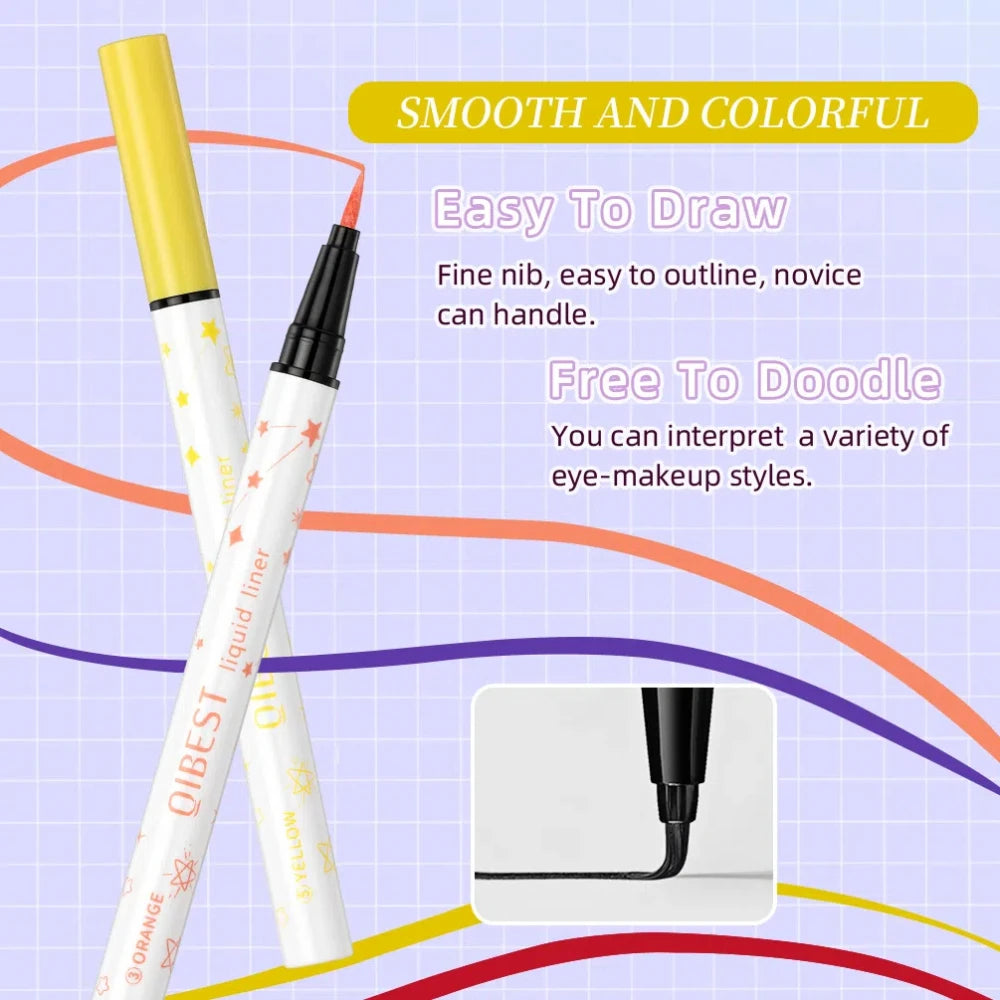 12 Colors Waterproof Colourful Eyeliner Matte Liquid Eyeliner Pen Long Lasting Green Yellow Purple Blue White Eye Liner Cosmetic