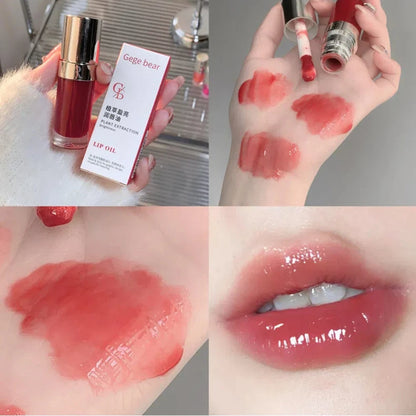 Jelly Violet Glass Lip Oil Moisturizing Transparent Plumper Lip Gloss Makeup Nutritious Liquid Lipstick Big Brush Lip Care