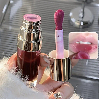 Jelly Violet Glass Lip Oil Moisturizing Transparent Plumper Lip Gloss Makeup Nutritious Liquid Lipstick Big Brush Lip Care