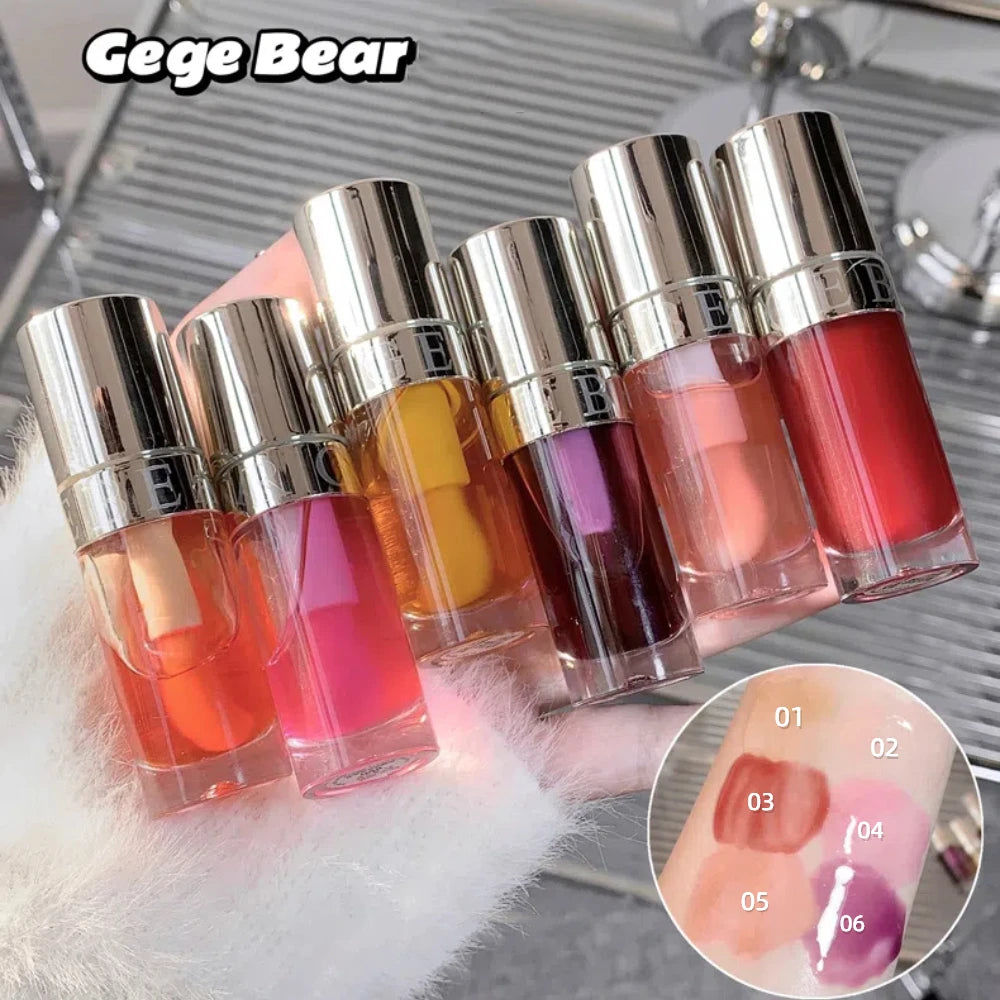 Jelly Violet Glass Lip Oil Moisturizing Transparent Plumper Lip Gloss Makeup Nutritious Liquid Lipstick Big Brush Lip Care