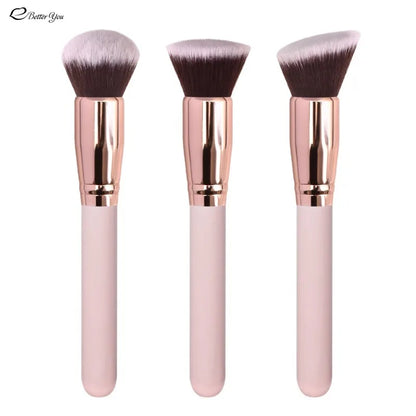 3pcs Powder Foundation Makeup Brush Face Loose Powder Blush Contour Liquid Foundation Cream Cosmetic Beauty Soft Brushes