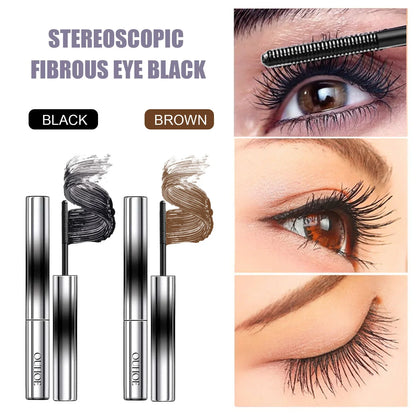 Black Curling Mascara Silk Fiber Matte Mascara Ultra-Fine Brush Lengthens Eyelashes Waterproof Fast Dry Brown Cosmetics Makeup