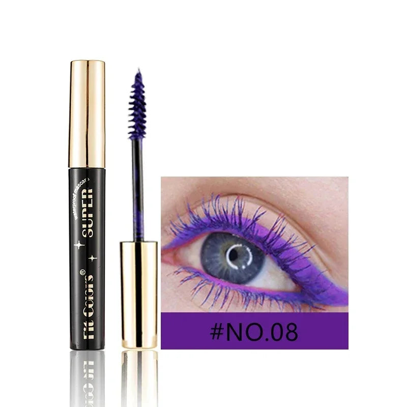 Color Mascara 14 Thick Curl Waterproof Non-smudding Natural Long Lasting Blue White Green Pink Black  Eye Makeup