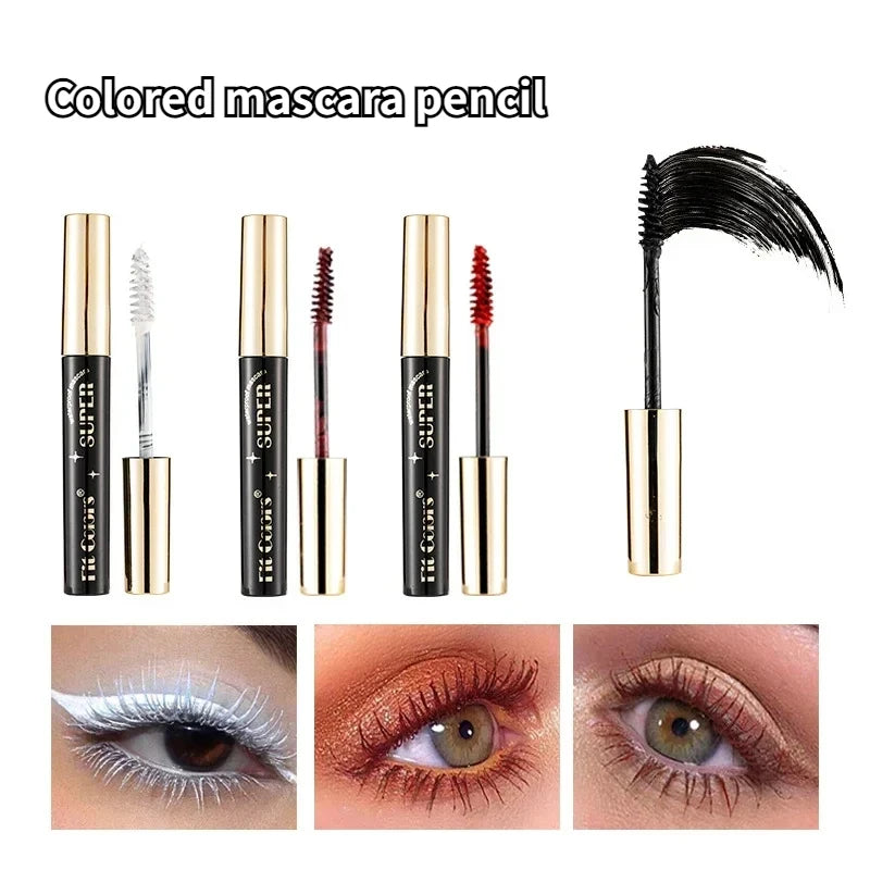 Color Mascara 14 Thick Curl Waterproof Non-smudding Natural Long Lasting Blue White Green Pink Black  Eye Makeup