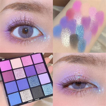 16 Colors Glitter Eyeshadow Palette Shiny Eye Pigments Matte Pearlescent Shimmer Eye Shadow Long Lasting Charming Eyes Cosmetics